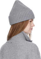 Ruslan Baginskiy Gray Monogram-Embroidered Wool Beanie