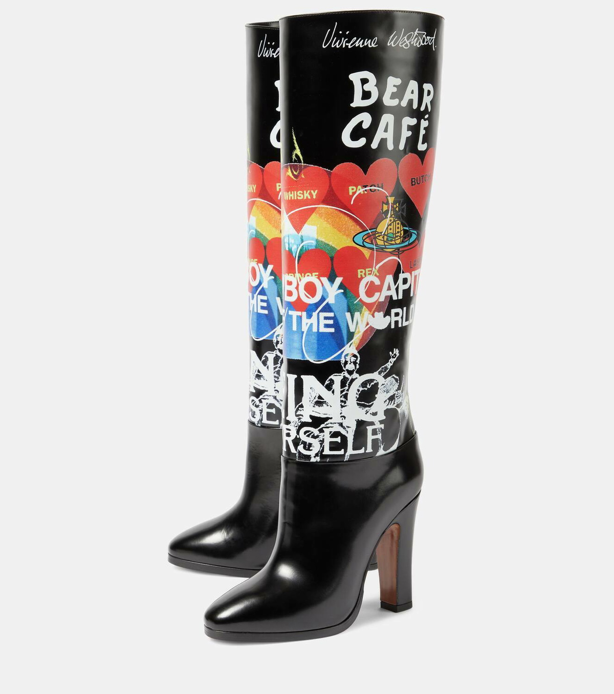 【送料&関税込】Vivienne Westwood Printed Synthetic Leather Vivienne Westwood Midas printed leather knee-high boots
