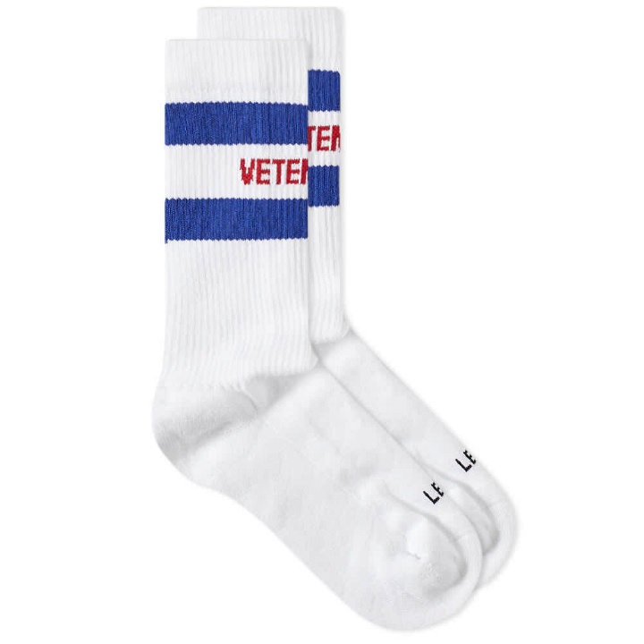 Photo: Vetements Men's Logo Sock in White/Navy