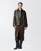 Pinko Old Effect Leather Jacket Caviar Black