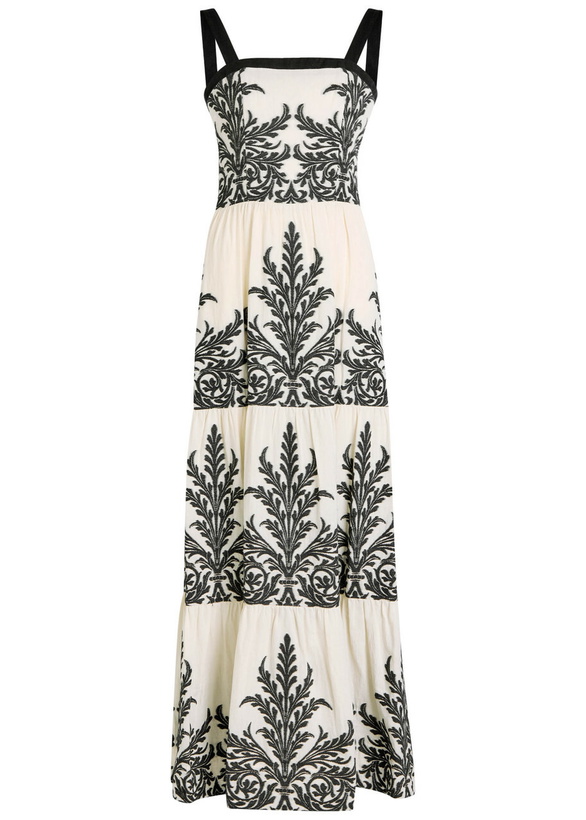 Photo: Alice + Olivia Saige Tiered Cotton Maxi Dress Black