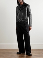 LOEWE - Logo-Embossed Belted Leather Biker Jacket - Black