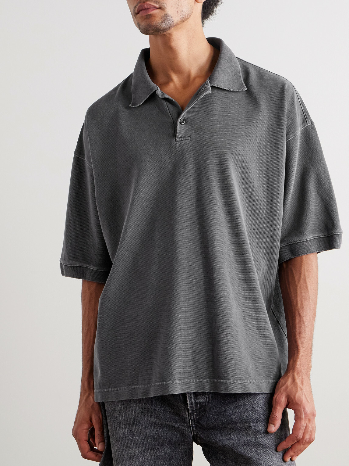 AGOLDE - Curren Cotton-Jersey Polo Shirt - Gray