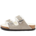 Birkenstock Arizona Fur in Stone Coin Suede