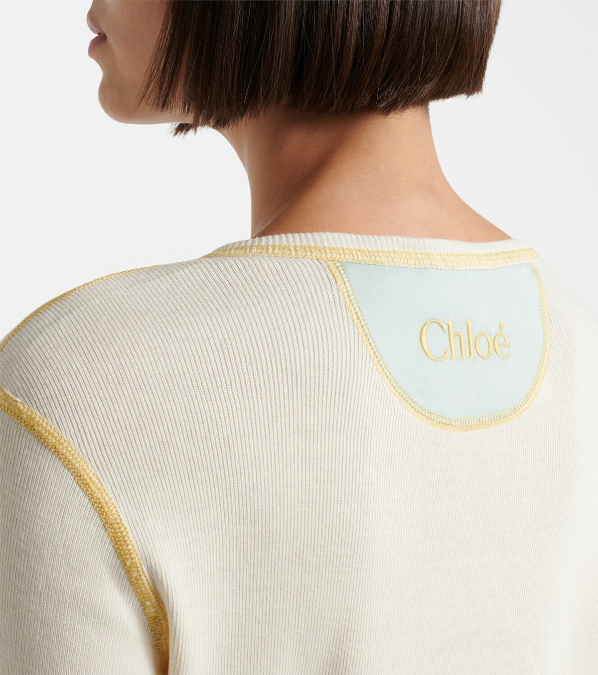 Chloé Ribbed-knit cotton jersey Henley shirt