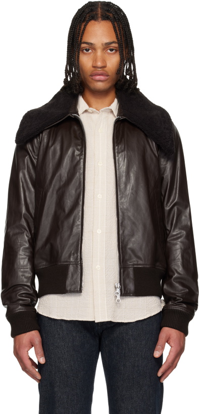 Photo: OUR LEGACY Brown Pharos Leather Bomber Jacket