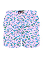 MC2 Saint Barth Man Light Fabric Swim Shorts With Turtles And Scuba Divers Print