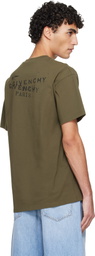 Givenchy Khaki 'GIVENCHY' Stamp Print T-shirt