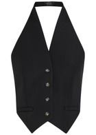 A.W.A.K.E Mode Halterneck Tie-back Woven Vest Black