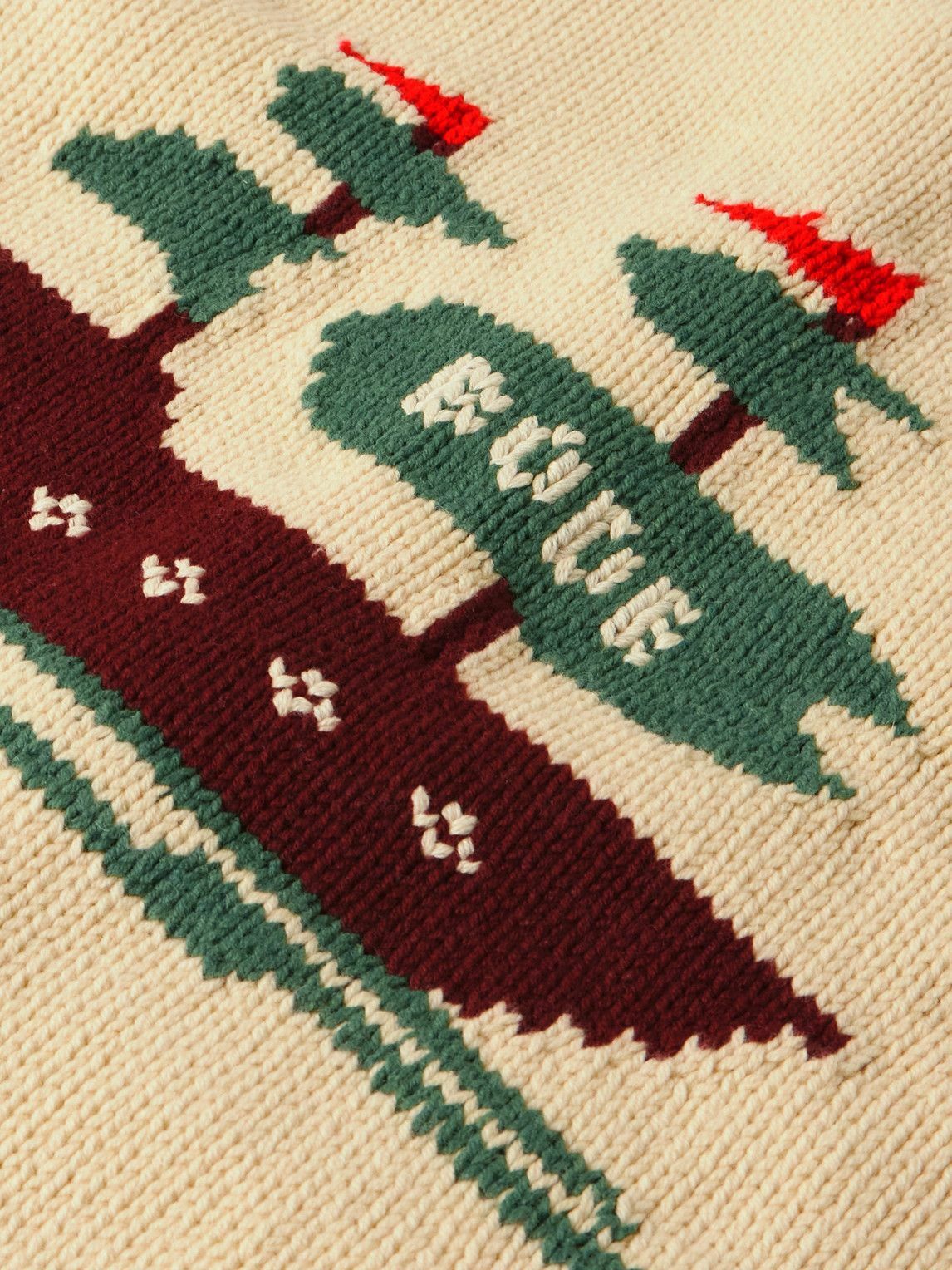 BODE - Pirate Ship Intarsia Virgin Wool Cardigan - Neutrals