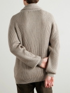 Kingsman - Shawl-Collar Ribbed Wool Cardigan - Neutrals