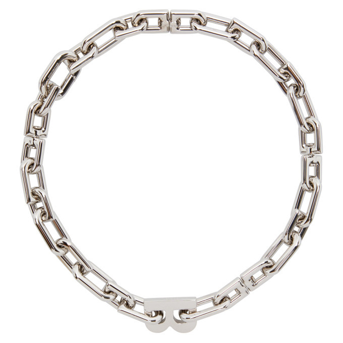 Balenciaga Silver Thin B Chain Necklace Balenciaga