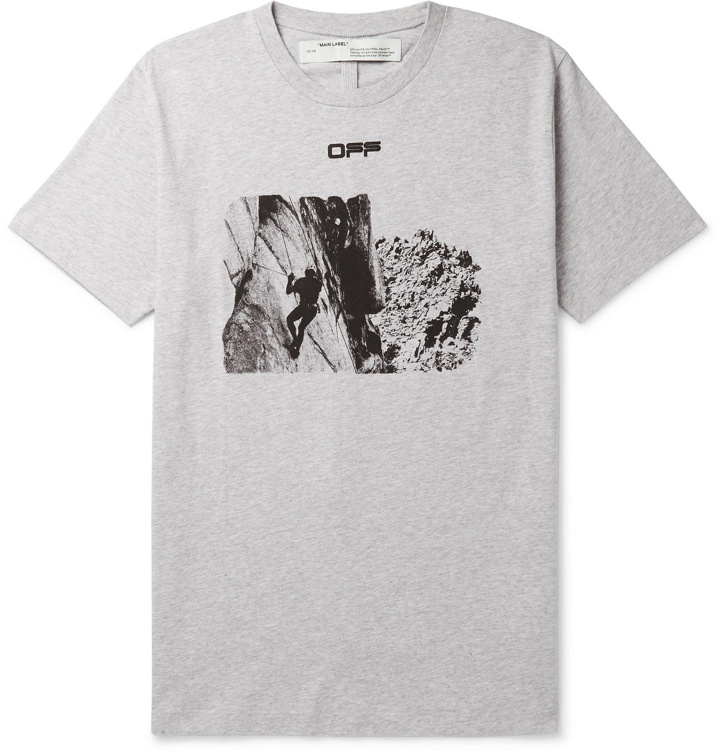 Photo: Off-White - Printed Cotton-Jersey T-Shirt - Gray