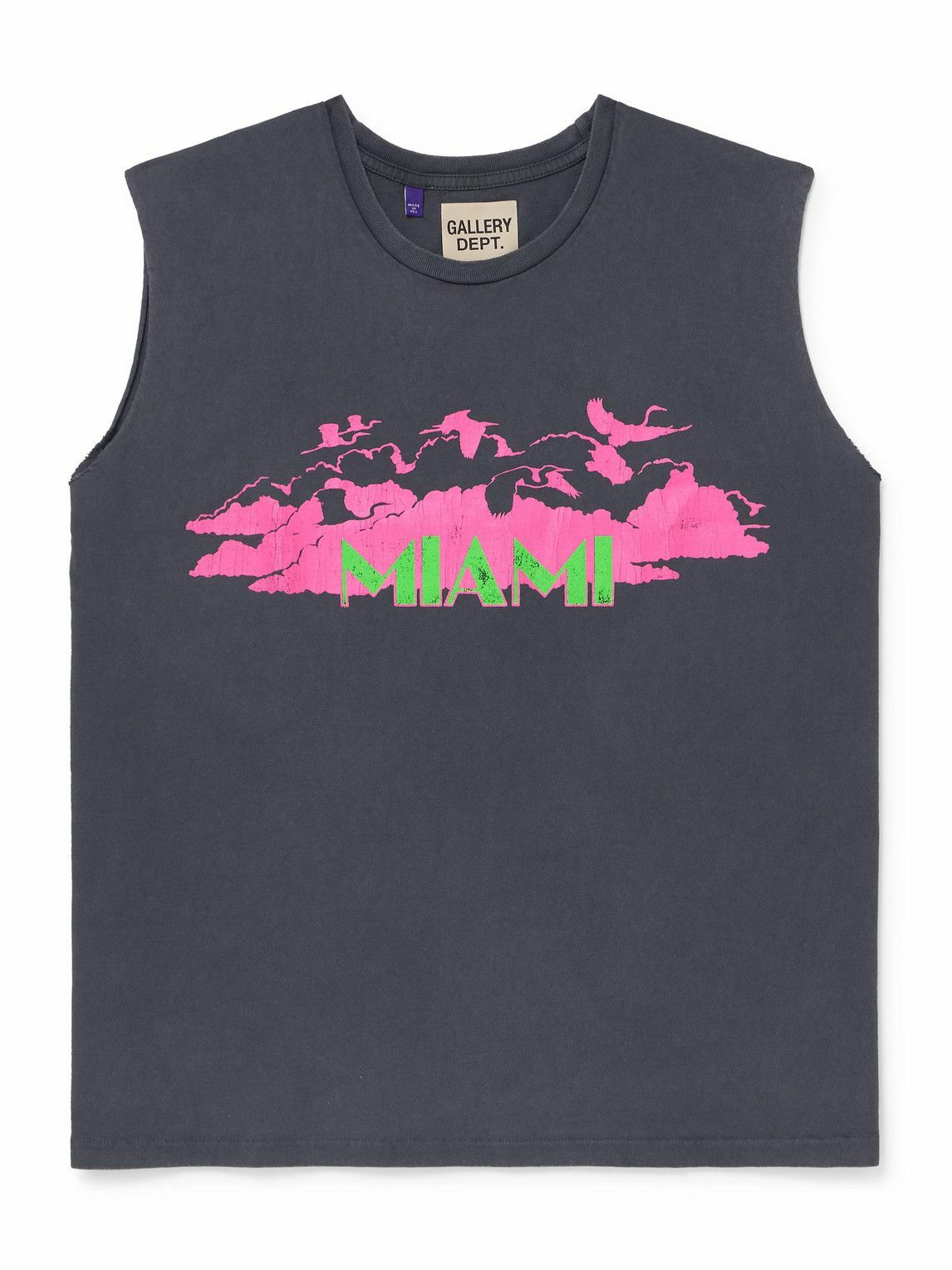 Gallery Dept. - Collins Glittered Printed Cotton-Jersey Tank Top - Black  Gallery Dept., image size:1146x1528