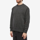 Comme des Garçons Homme Men's Lambswool Distressed Crew Knit in Charcoal/Red