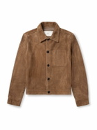 AMI PARIS - Logo-Embossed Suede Jacket - Brown