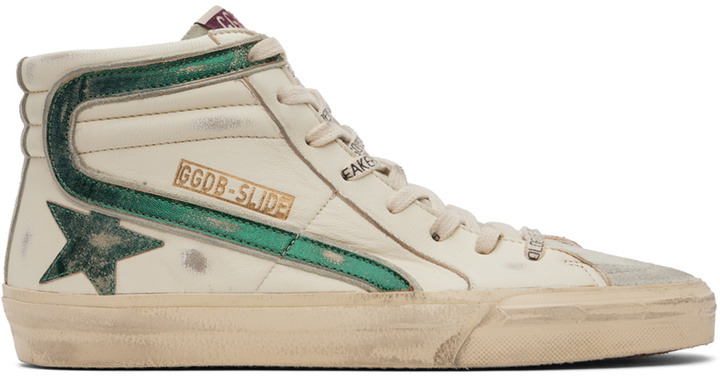 Photo: Golden Goose Beige & Green Slide Sneakers