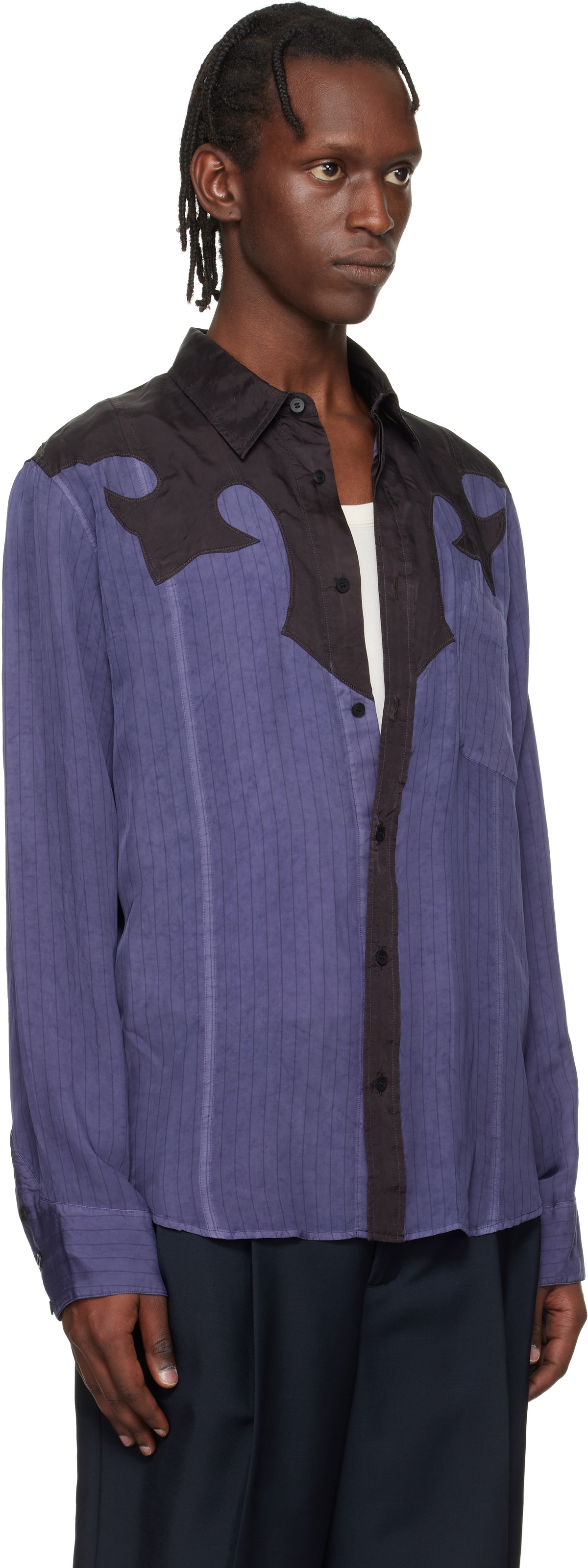 Toga Virilis Purple & Black Cupra Stripe Shirt