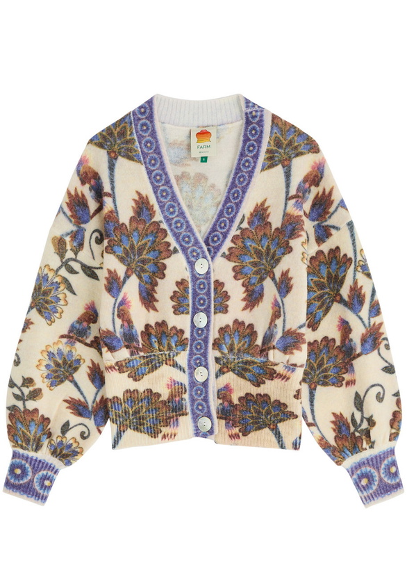 Photo: Farm Rio Ainika Floral Wool-blend Cardigan Cream
