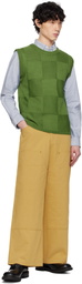 AFTER PRAY Green Damier Knit Vest