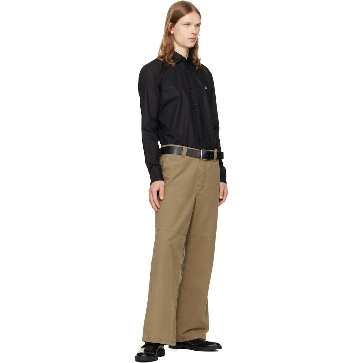 Hugo Black Buffalo Leather Pin-Buckle Belt