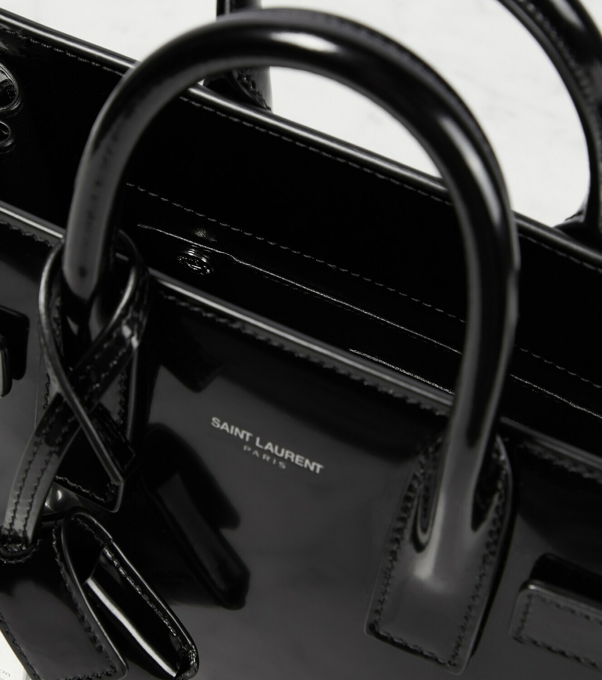 Saint Laurent Sac de Jour Nano Shiny Leather Satchel Bag