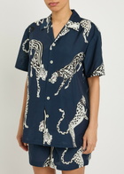 Olivia Von Halle Emeli Printed Cotton-blend Pyjama set Blue