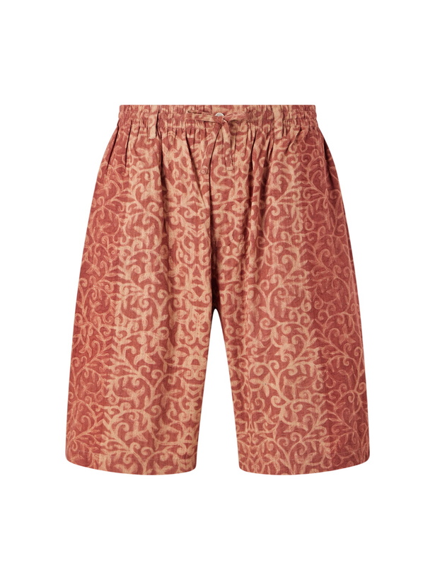 Photo: Kardo - Milo Shibori Straight-Leg Printed Cotton Shorts - Orange