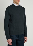 Canali Textured Cotton-blend Jumper Navy