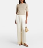 Dôen Lavon fringed silk satin wide-leg pants