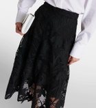 Oscar de la Renta Floral guipure lace midi skirt