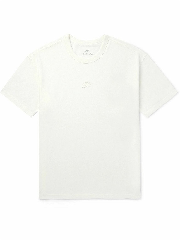 Photo: Nike - Premium Essentials Logo-Embroidered Cotton-Jersey T-Shirt - White