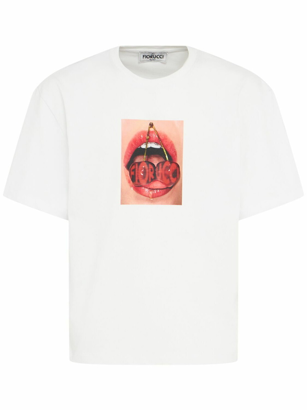 Photo: FIORUCCI Cherry Mouth Printed Cotton T-shirt