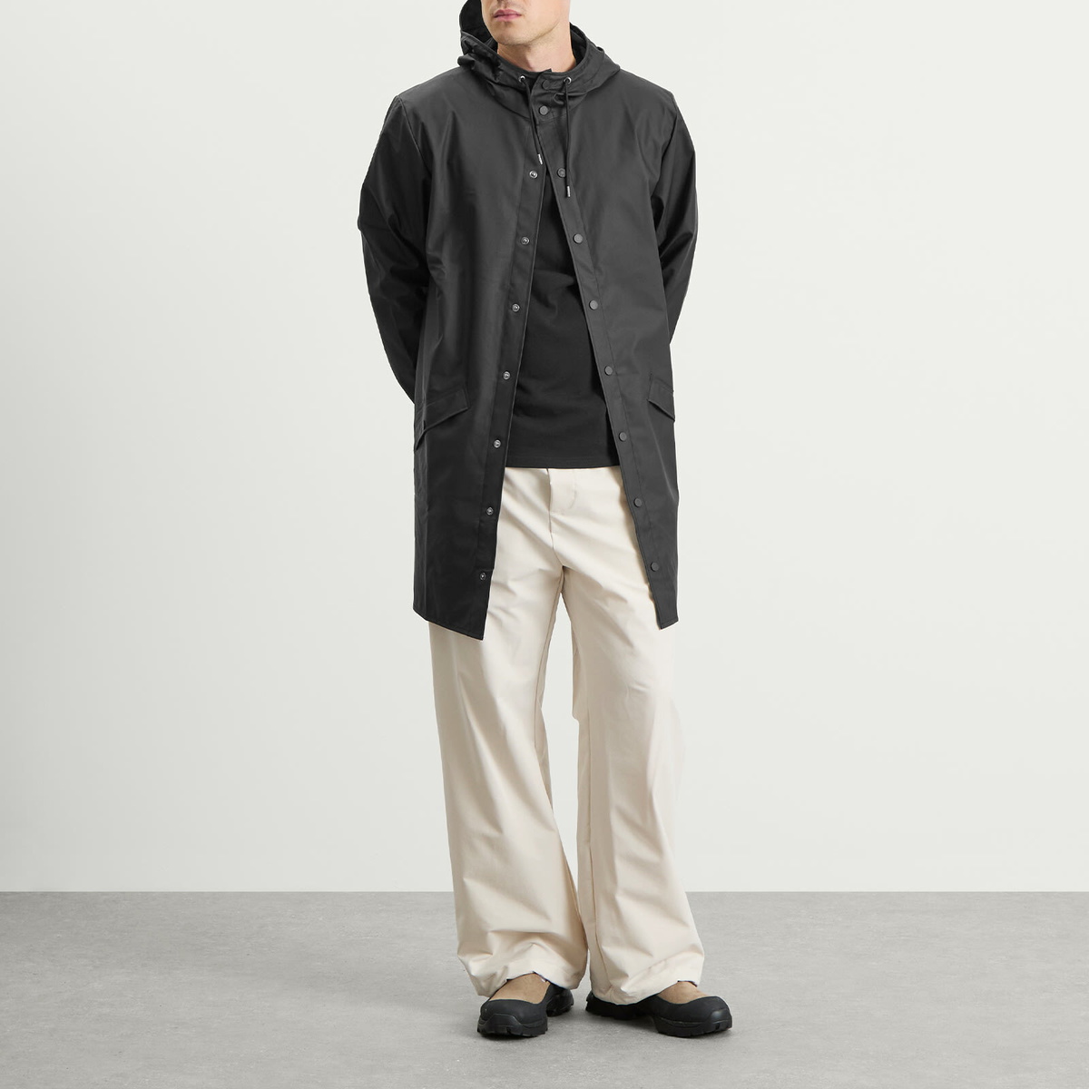 Rains Long Jacket in Black
