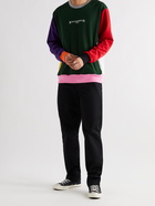 MASTERMIND WORLD - Logo-Embroidered Colour-Block Loopback Cotton-Jersey Sweatshirt - Multi