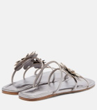 Zimmermann Floral-appliqué metallic leather sandals