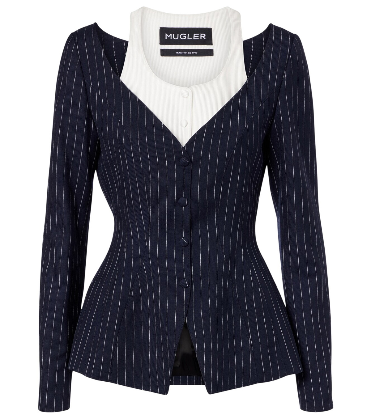 Mugler Black Sculptured Scuba Jacket Mugler