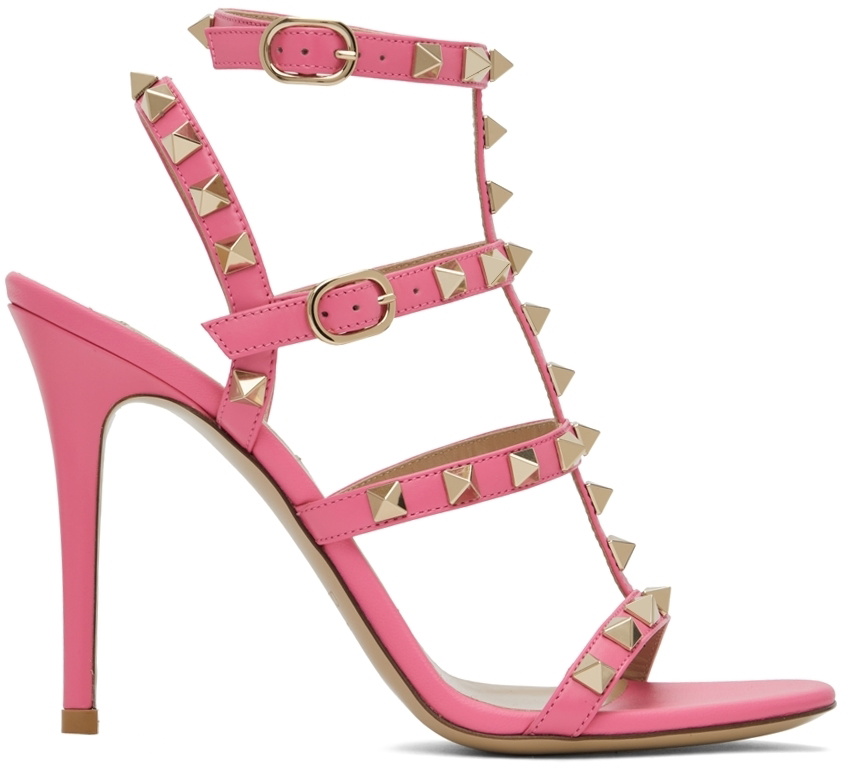 Valentino Garavani Pink Rockstud Cage Sandals Valentino Garavani