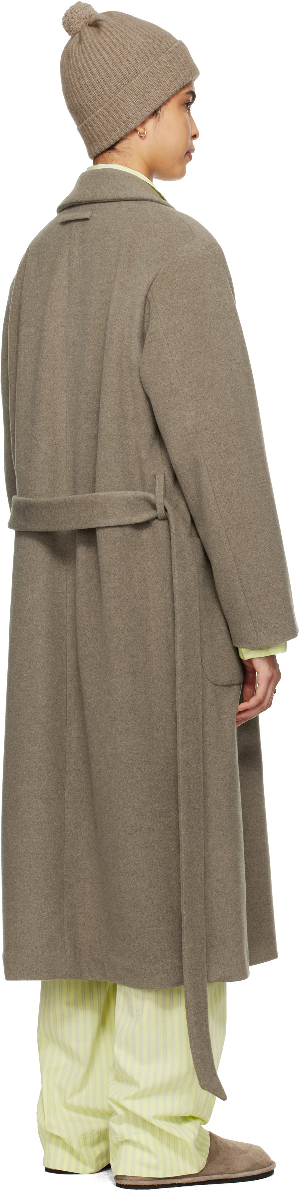 Tekla SSENSE Exclusive Taupe AURALEE Edition Robe Coat Tekla Fabrics