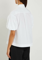 Simone Rocha Floral-appliquéd Cropped Cotton-poplin Shirt White