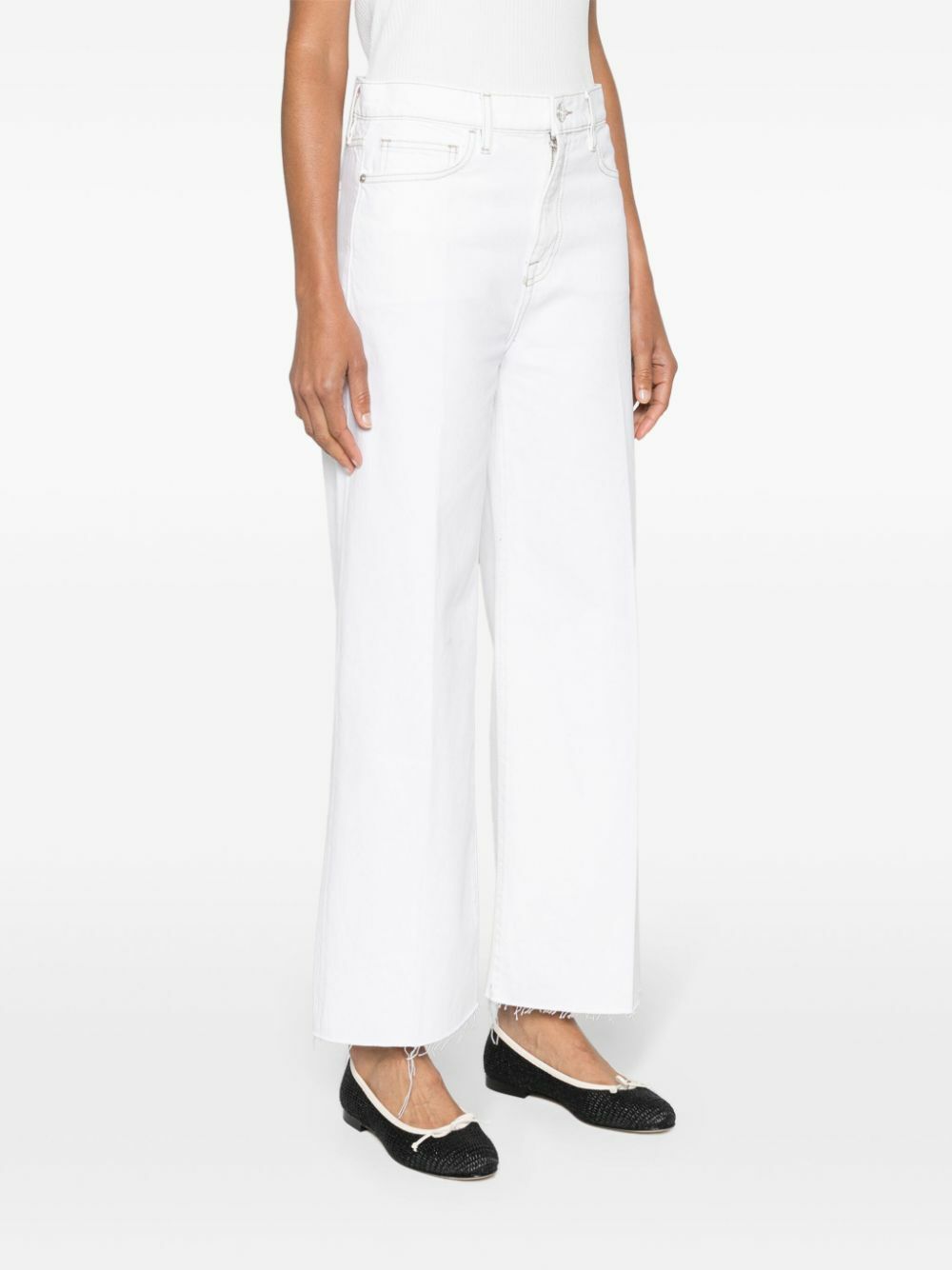 FRAME White High-Waist Wide-Legged Jeans