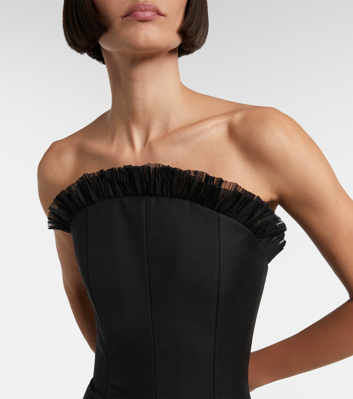 McQueen Ruffled wool gabardine cocktail dress