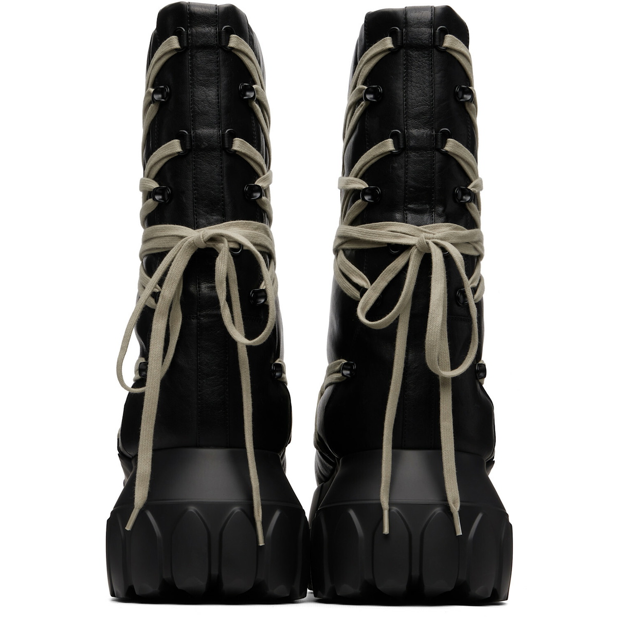 Rick Owens Black Tower Megalace Tractor Boots