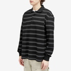 Polar Skate Co. Men's Long Sleeve Stripe Polo Shirt in Black