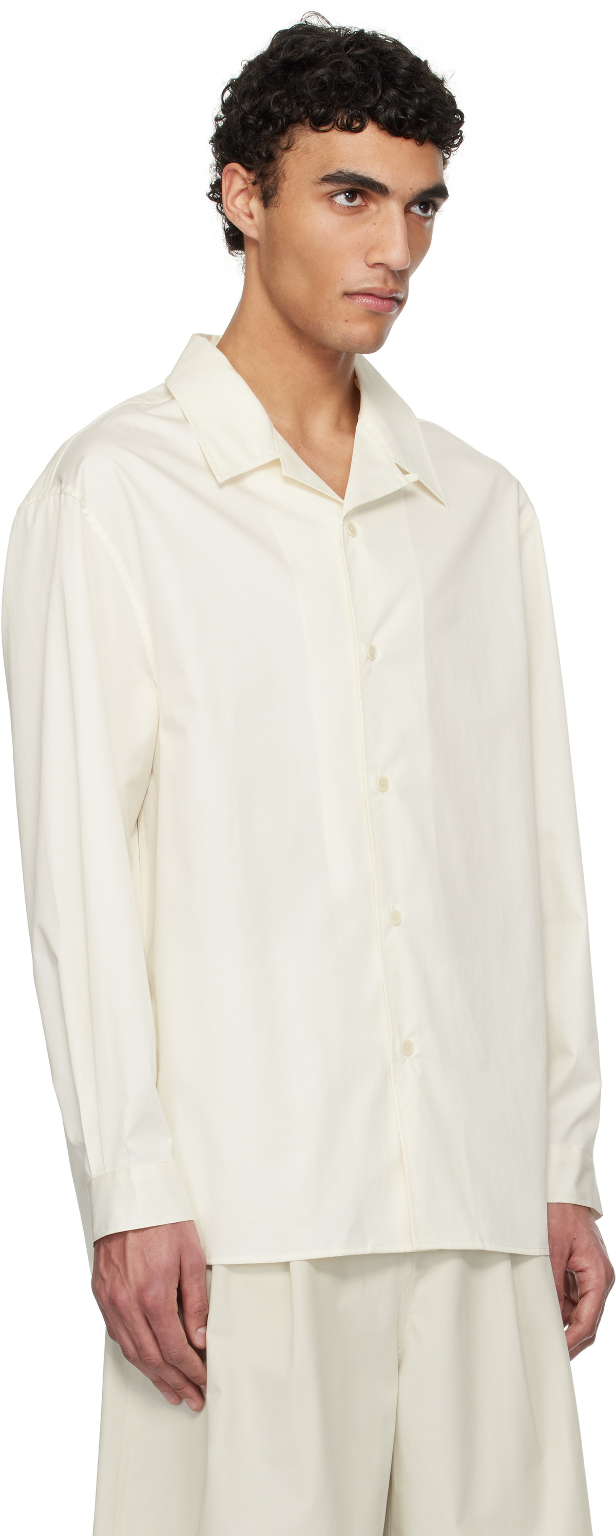 AMOMENTO Off-White Open Collar Shirt