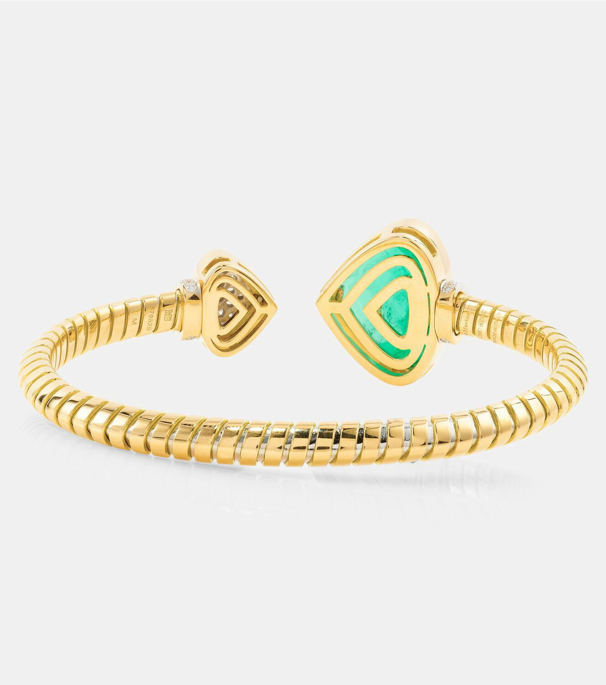 Marina B Trisolina 18kt gold cuff bracelet with diamonds and emerald