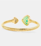 Marina B Trisolina 18kt gold cuff bracelet with diamonds and emerald