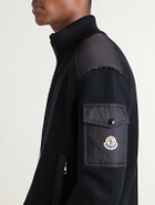 Moncler - Panelled Virgin Wool Zip-Up Cardigan - Black