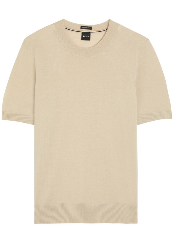 Photo: Boss Umauro Fine-knit Wool T-shirt Beige