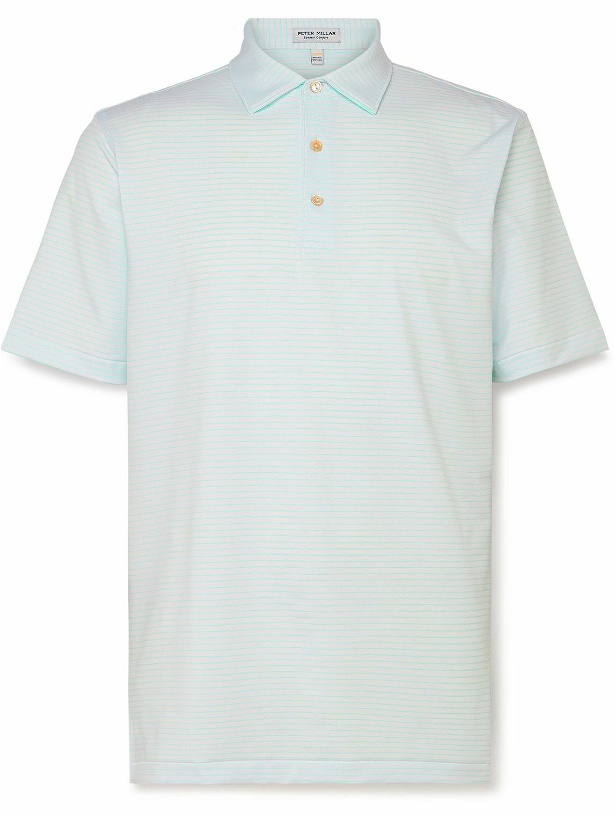 Photo: Peter Millar - Hemlock Striped Tech-Jersey Golf Polo Shirt - White
